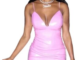 Pink leather gown